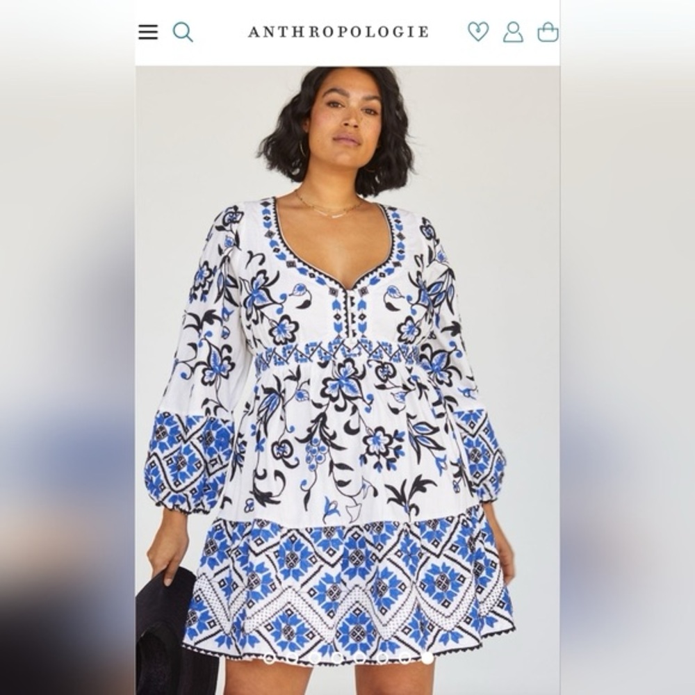 Anthropologie Hand Emilio Periwinkle Sweetheart Dress size 0P - Picture 2 of 10